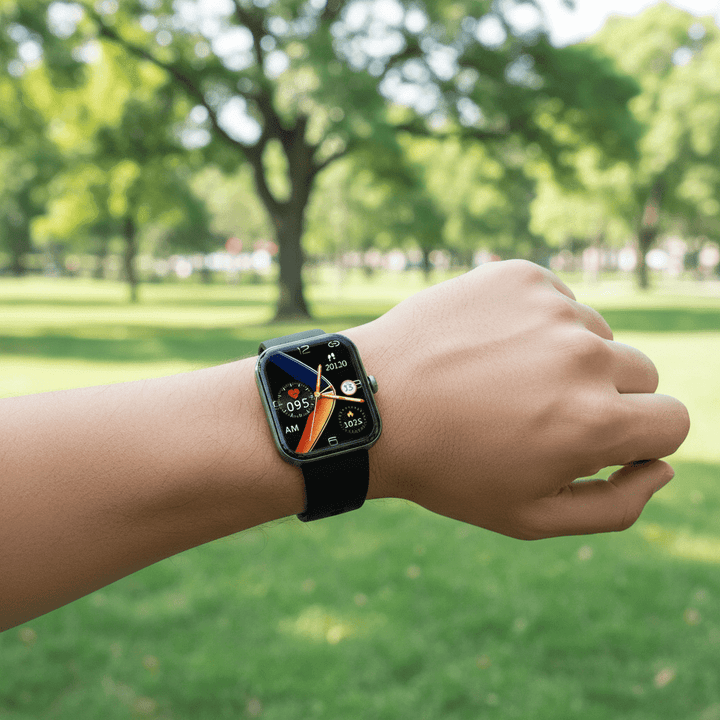 Modern unisex fitness tracker & wellness device for daily monitoring of key health metrics.