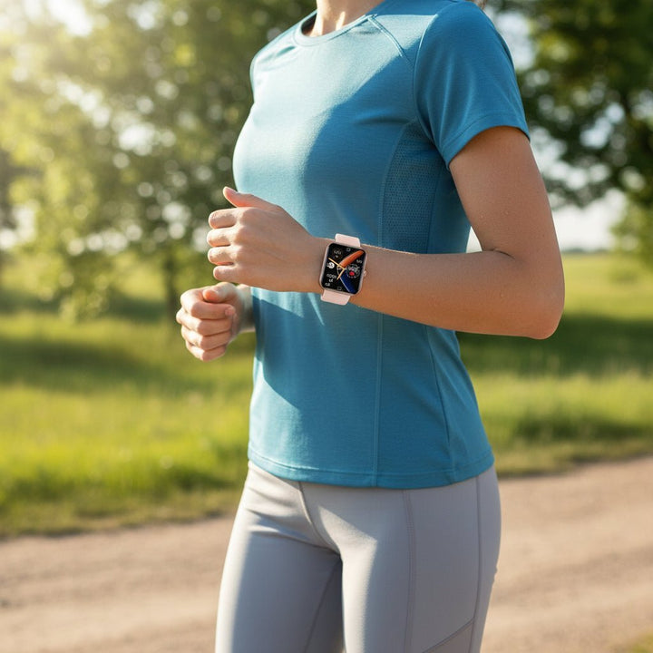 Wearable tech health watch, offering non-invasive blood sugar, heart rate, and sleep tracking.