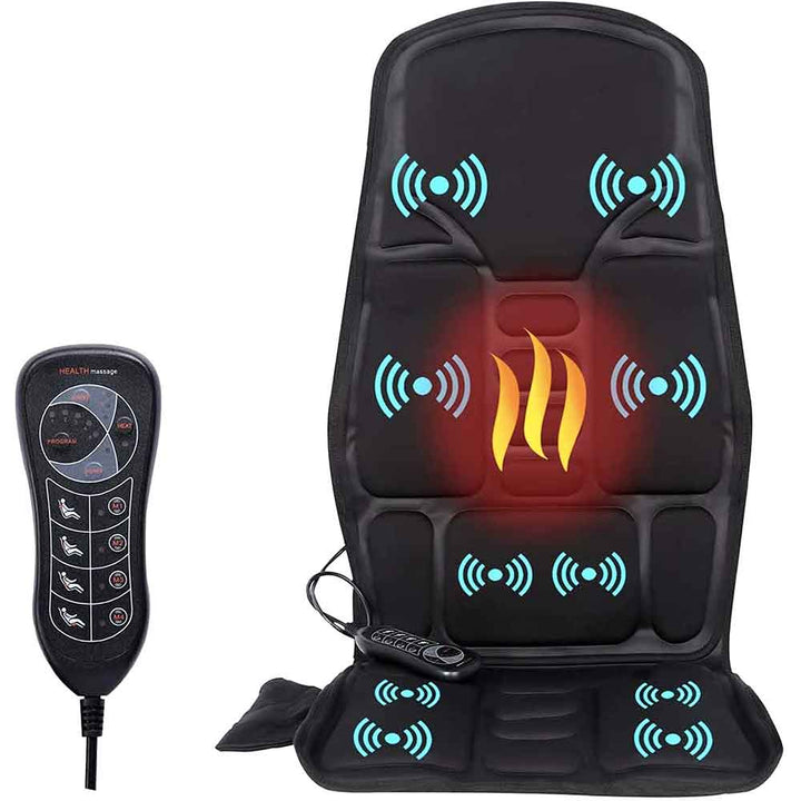 Close-up of heated shiatsu massage nodes on cushion, providing heat therapy for muscle pain relief.