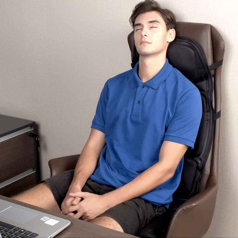 Luxury heated shiatsu massage cushion for a relaxing home spa experience and deep muscle pain relief.
