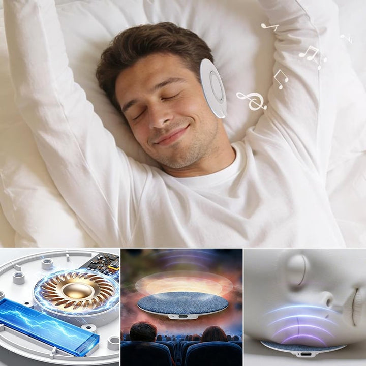 Modern sleep aid speaker, Bluetooth enabled, featuring crisp white noise for peaceful sleep.