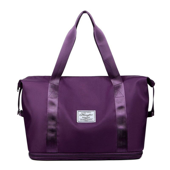 Black travel bag for gym & sports, featuring convenient wet separation and large capacity