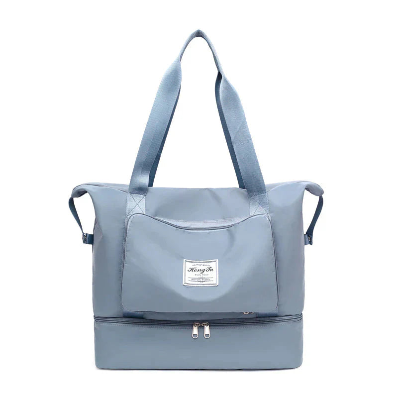 Unisex travel duffel bag, robust and stylish, with wet separation for gym or weekend use