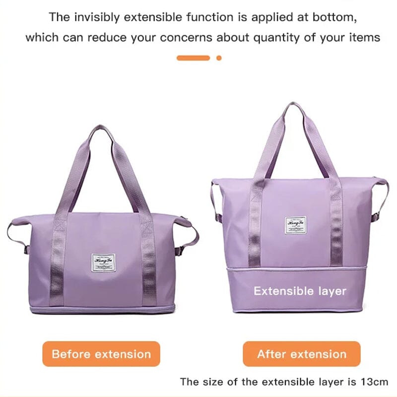 Travel duffel bag, double-layer design for wet/dry separation, great for airport & weekend
