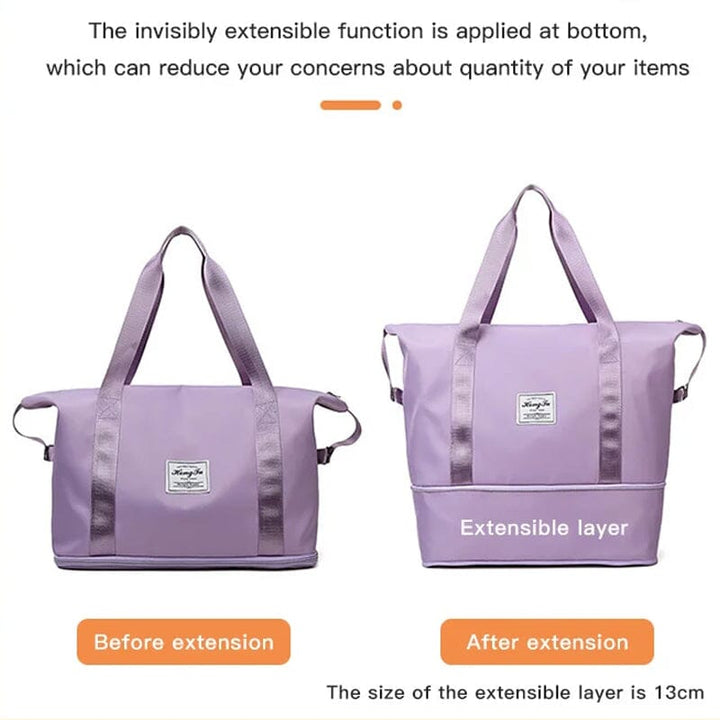 Travel duffel bag, double-layer design for wet/dry separation, great for airport & weekend
