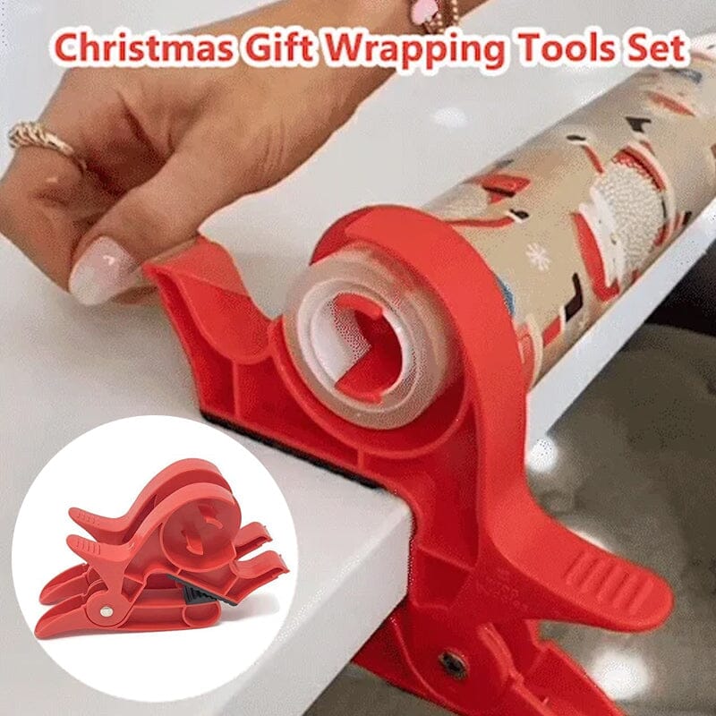 Unisex Holiday Gift Wrapping Assistant Tool Set with included tape dispenser, perfect for Christmas crafting