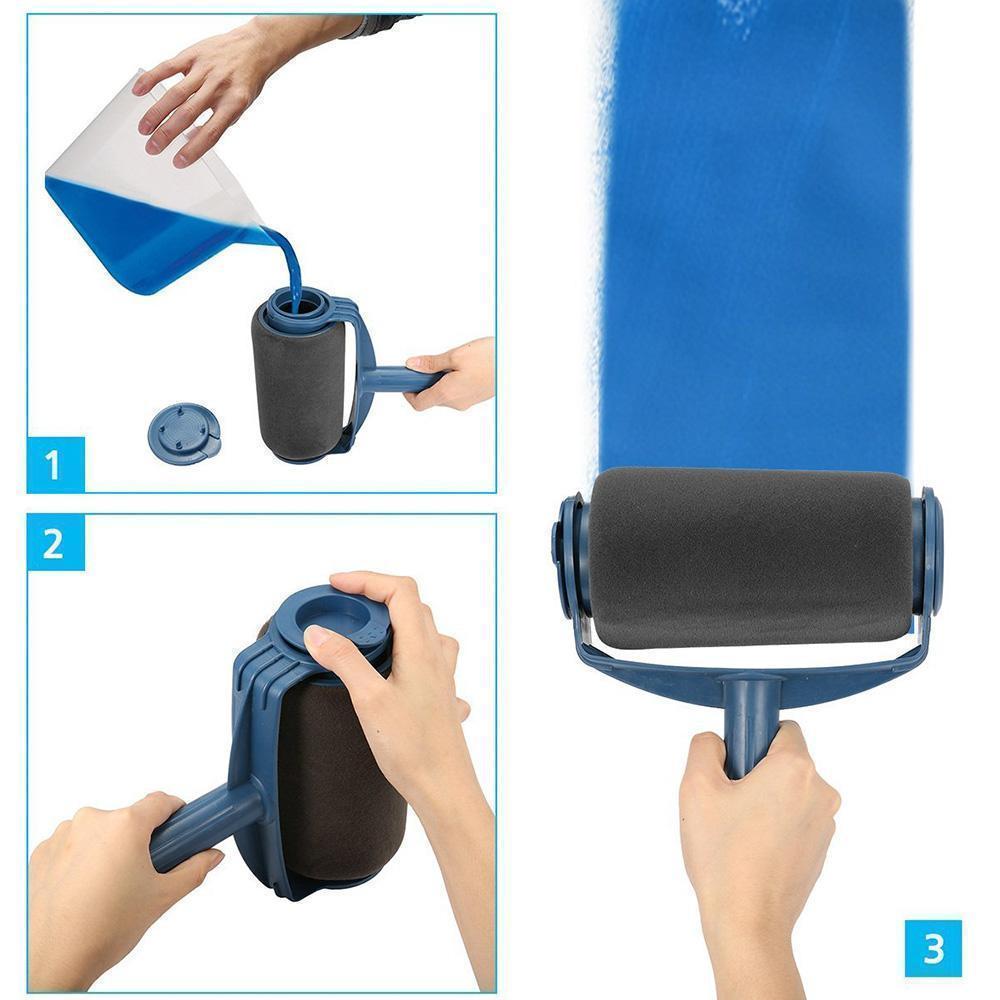 Complete painting tool set: paint roller with ergonomic handle for easy household cleaning & decor