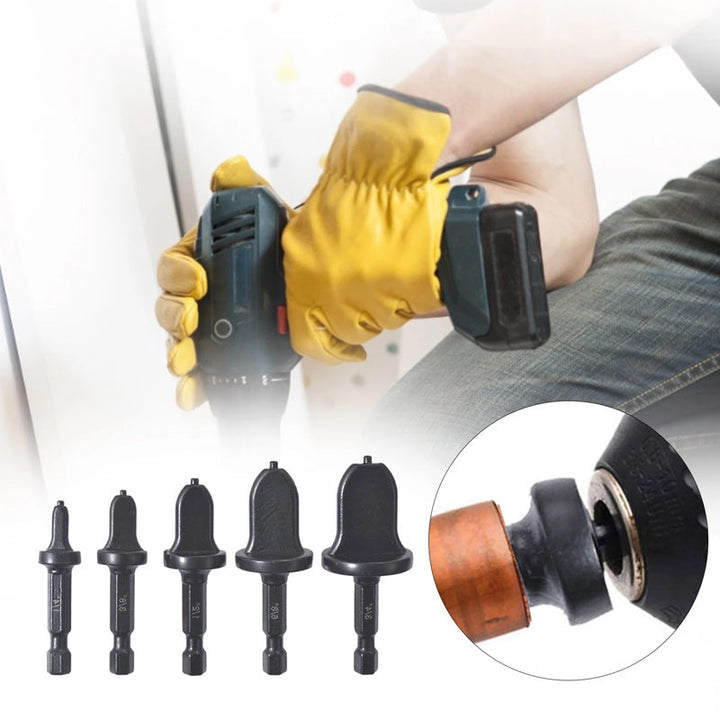 HVAC Swaging Drill Bit Kit for copper pipes, various sizes, metalworking tool