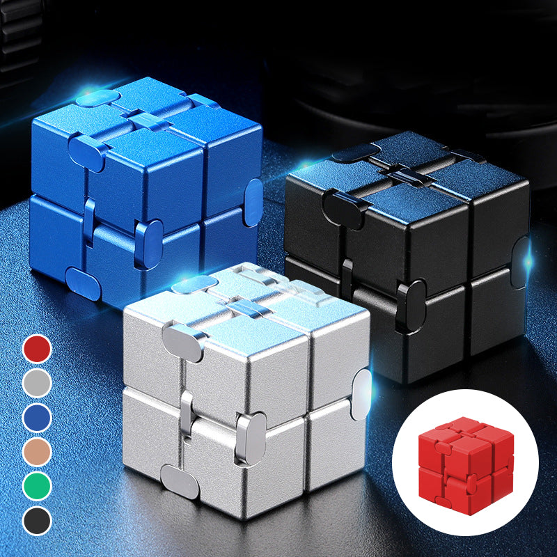 Unisex Infinity Fidget Stress Relief Cube Toy, compact metallic gadget for anxiety relief