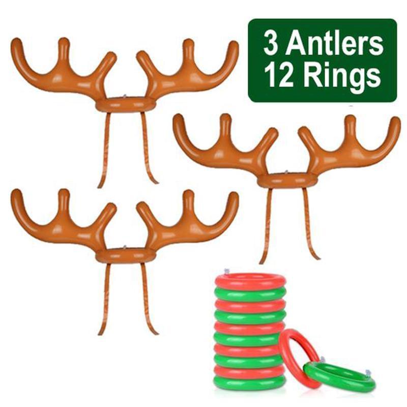 Christmas-themed inflatable reindeer antler headband, ideal for festive ring toss activities