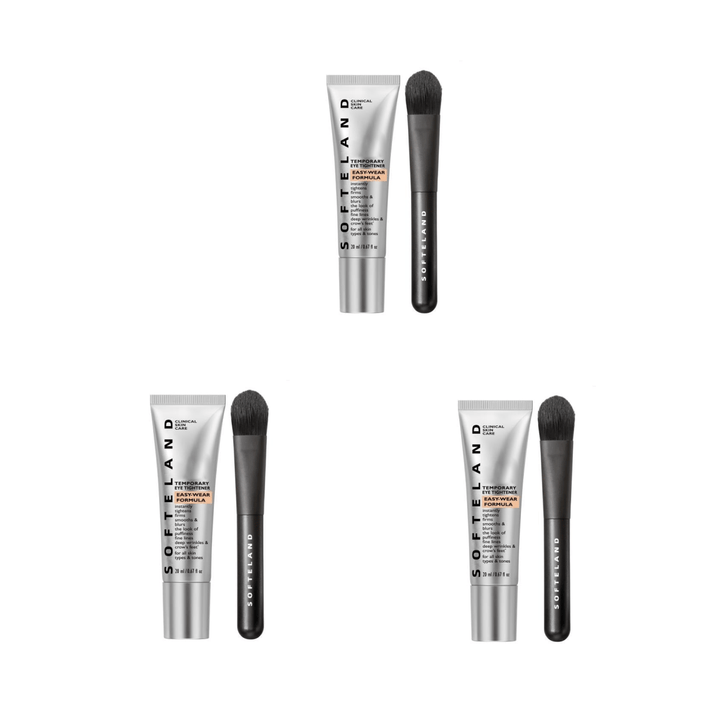 Lifestyle shot of instant eye tightener serum on a vanity, promoting daily eye care routine