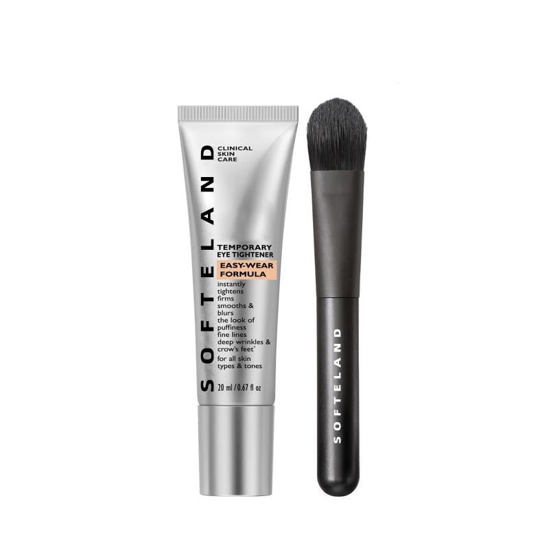 Opened instant eye tightener serum with the applicator brush extended, ready for use