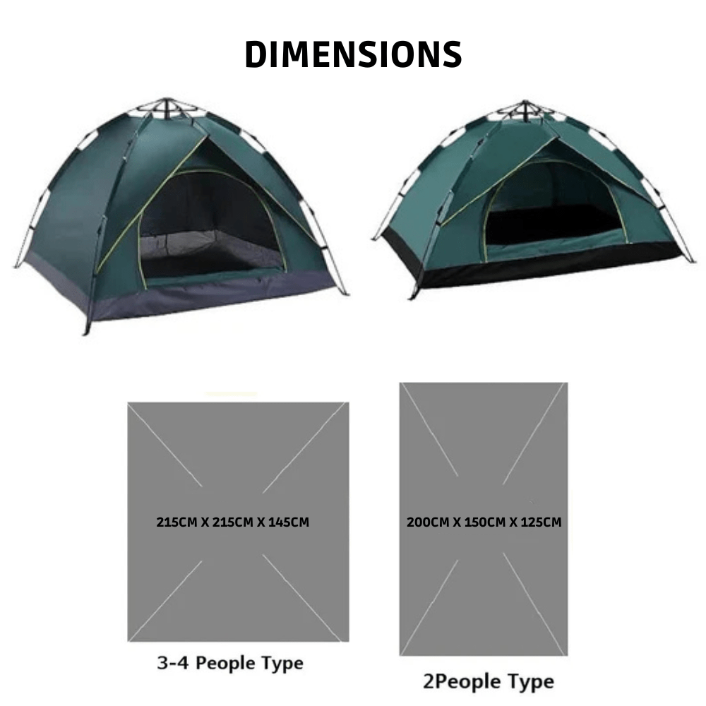 Compact & lightweight instant setup camping tent. Perfect pop-up shelter for solo or group outdoor hiking & festival trips.