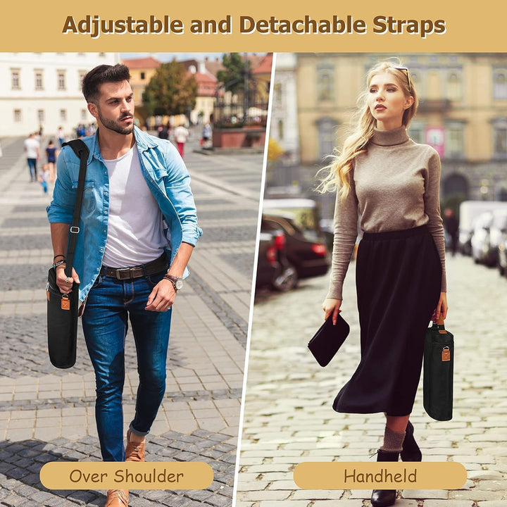Premium insulated wine bottle carrier bag, an ideal gift for wine lovers & outdoor enthusiasts. Keeps drinks cool.