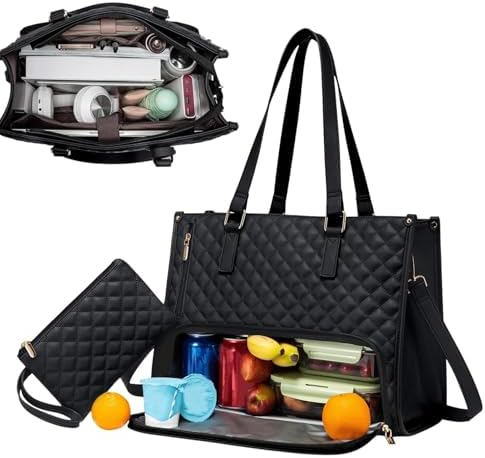 Unisex insulated tote bag for work & travel. Sleek design for daily essentials, perfect as a lunch & laptop commuter bag.