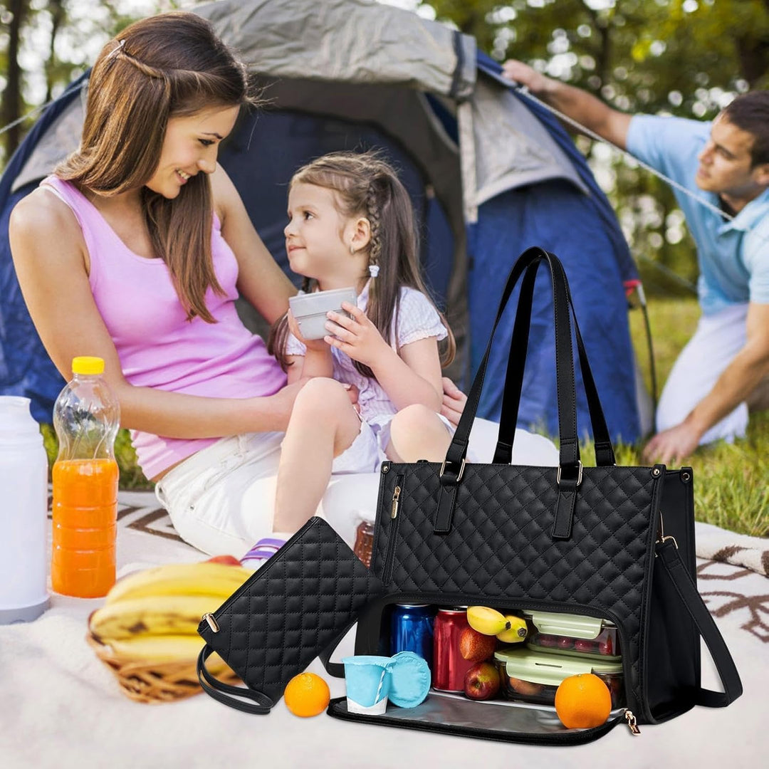Insulated lunch bag for adults. Spacious, keeps food fresh for work or travel. Durable, sleek design, easy to carry.