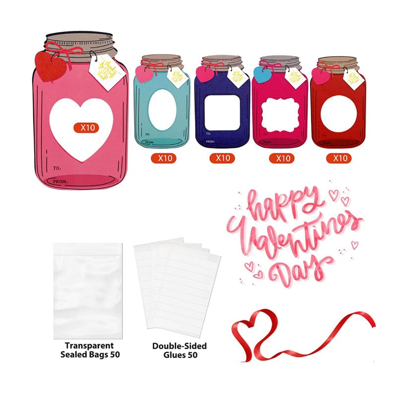 Overhead shot of a child's hands working on the wishing jar greeting card craft