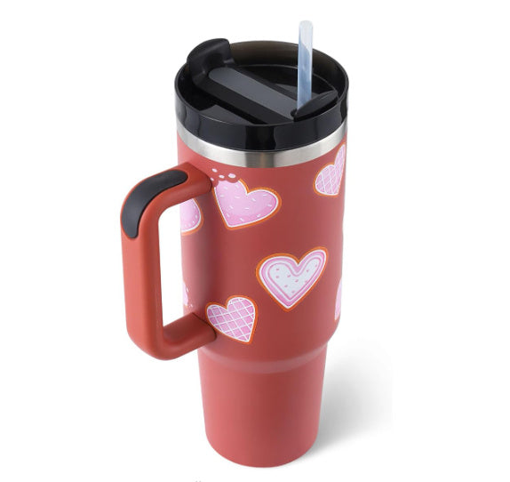 ChillMate large insulated mug with comfortable handle & built-in straw.