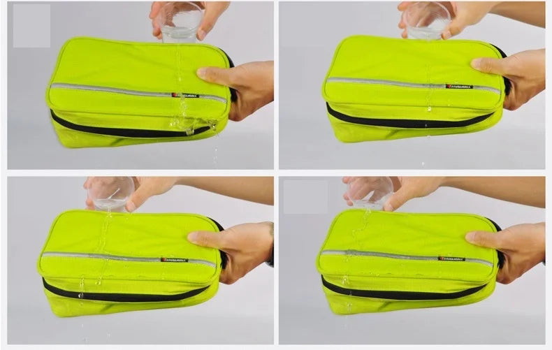 Durable waterproof unisex toiletry bag. Large travel organizer keeps cosmetics & essentials secure for any trip.
