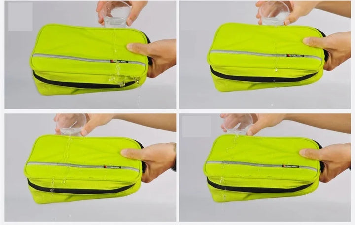 Durable waterproof unisex toiletry bag. Large travel organizer keeps cosmetics & essentials secure for any trip.