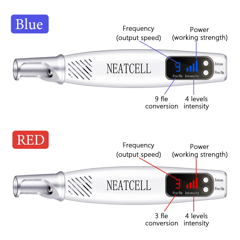 Ergonomic laser pen for professional-grade tattoo fading & pigment spot correction at home.