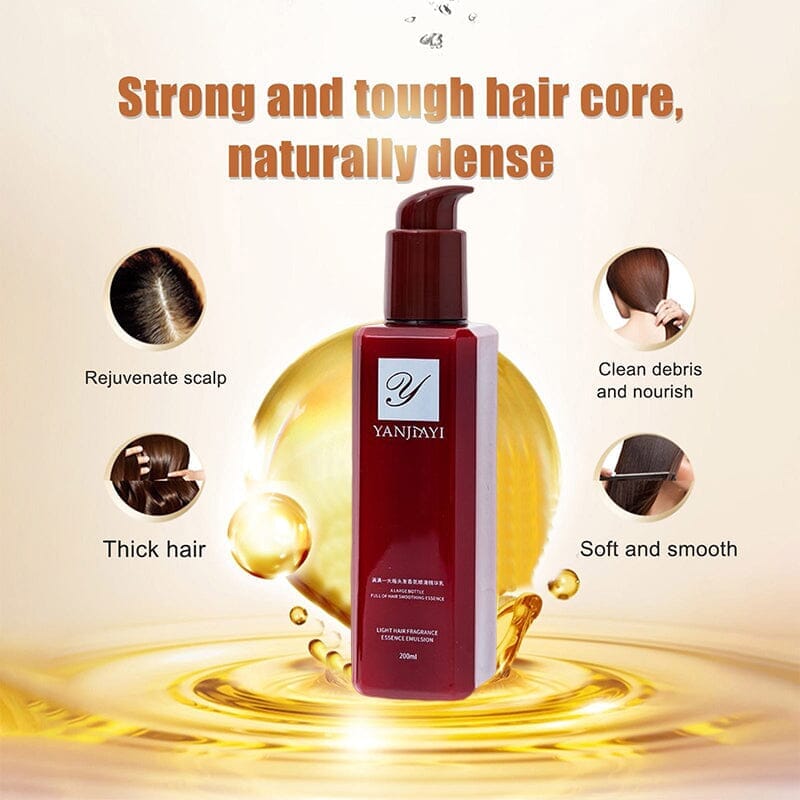Unisex Leave-In Hair Smoothing Serum bottle, sleek design for frizz control & high shine.