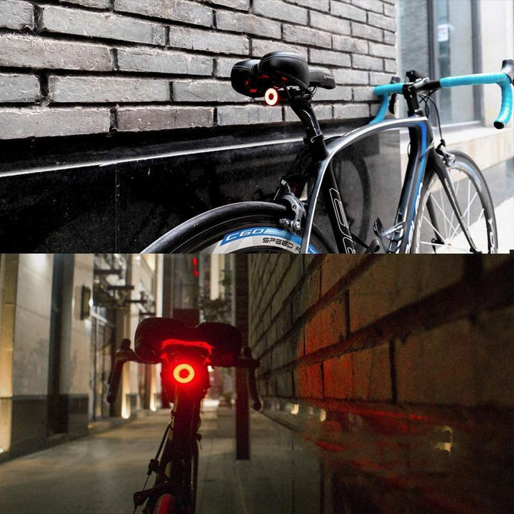 All-weather waterproof LED bicycle tail light with 6 modes & brake sensing for reliable safety.
