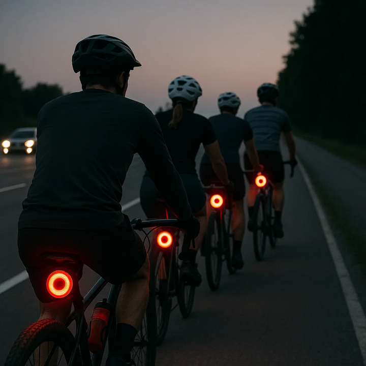 Waterproof LED bicycle tail light, essential for bike safety; features automatic brake sensing & multiple modes.