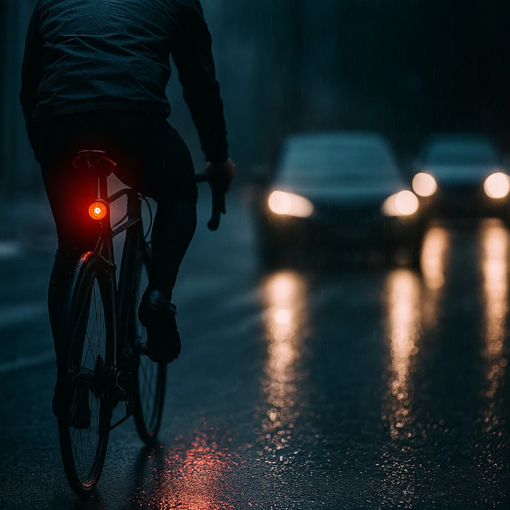 Durable, waterproof LED bike tail light with brake sensing & multiple flash modes for all-weather safety.