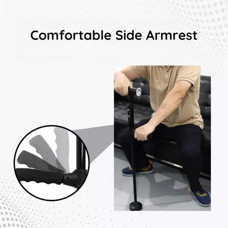Adjustable LED walking cane, foldable for easy transport. Perfect mobility aid with built-in light for low vision.