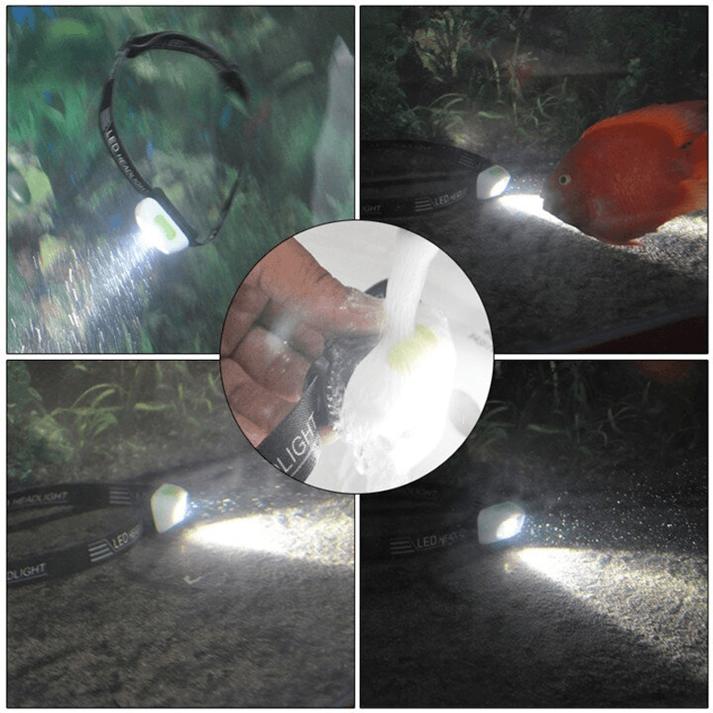 Durable LED headlamp, rechargeable with motion sensor, essential for night hiking and outdoor work.