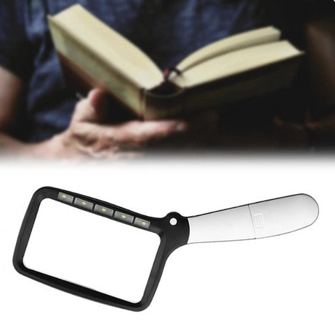 Enhanced reading experience with LED magnifier. Handheld visual aid, perfect for fine print, crafts & hobbies.