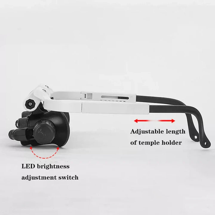 Professional LED illuminated glasses for detailed inspection, crafts, and fine motor precision tasks.