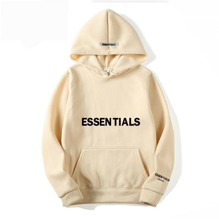 Comfortable unisex letter print pullover hoodie, relaxed fit for everyday casual wear.