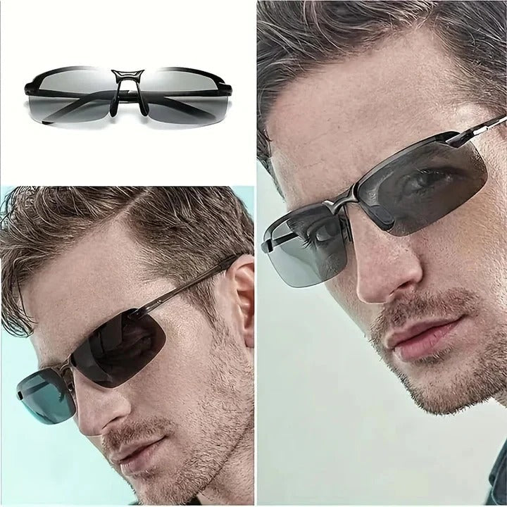 Polarized light-adaptive sunglasses, unisex, for driving & sport. UV protection, glare reduction & clear vision.