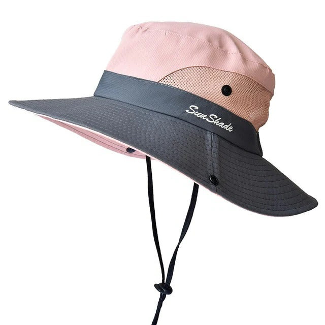 Unisex outdoor UV protection hat, perfect for camping, gardening & beach trips, with a wide foldable brim.