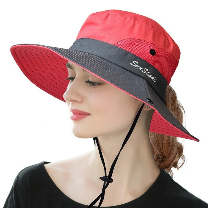 Foldable UV protection hat, lightweight & adjustable for men & women, ideal for hiking, travel, & beach.