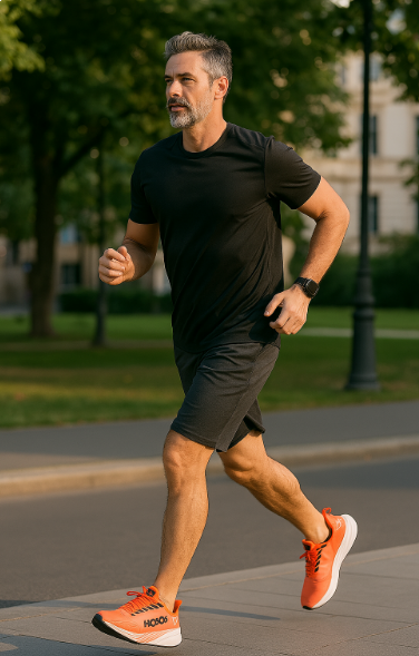 Front view of unisex performance sneakers, designed for comfortable jogging and training footwear.