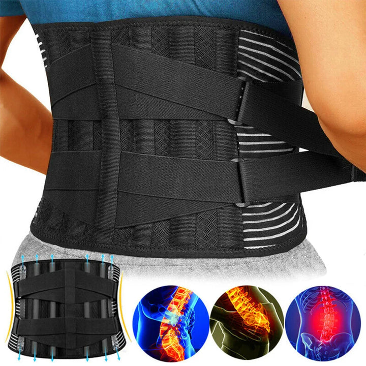 Unisex lumbar support back belt for pain relief, posture correction & spinal support.
