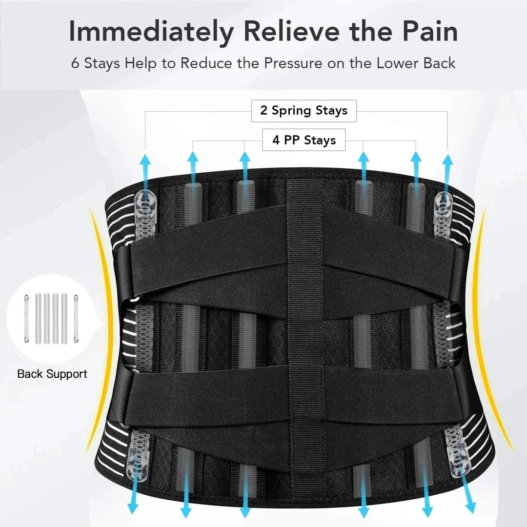 Discreet unisex back support belt for injury prevention, pain relief & ergonomic posture correction.