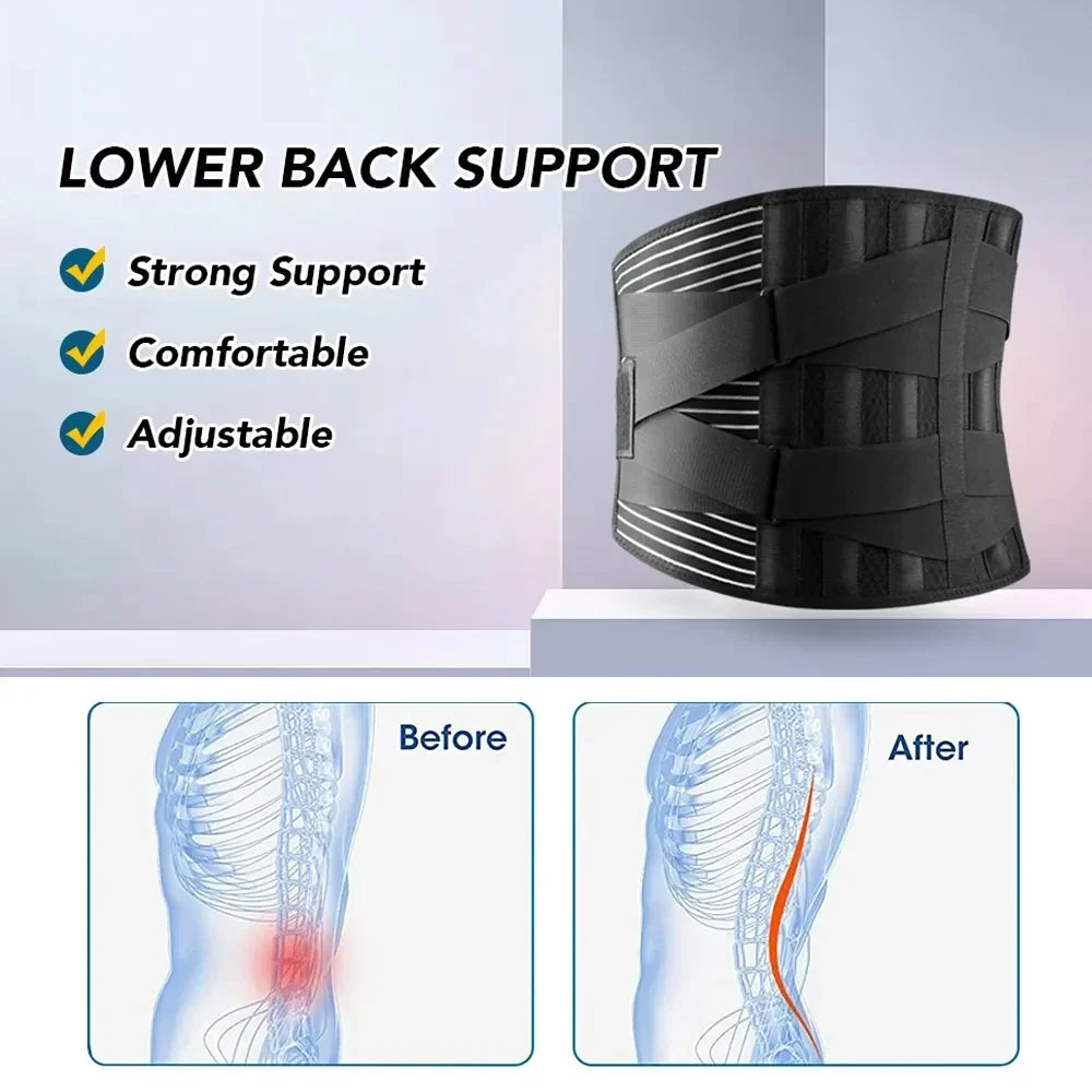Close-up of breathable unisex lumbar support belt, providing ergonomic spinal support & back pain relief.