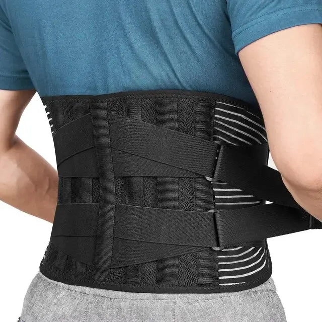 Ergonomic unisex back belt for effective lumbar support, posture improvement & chronic back pain relief.