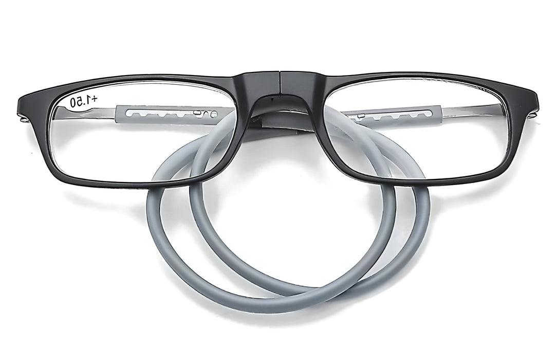 Unisex magnetic neck hanging reading glasses for convenient, portable vision aid. Easy-to-wear eyewear.