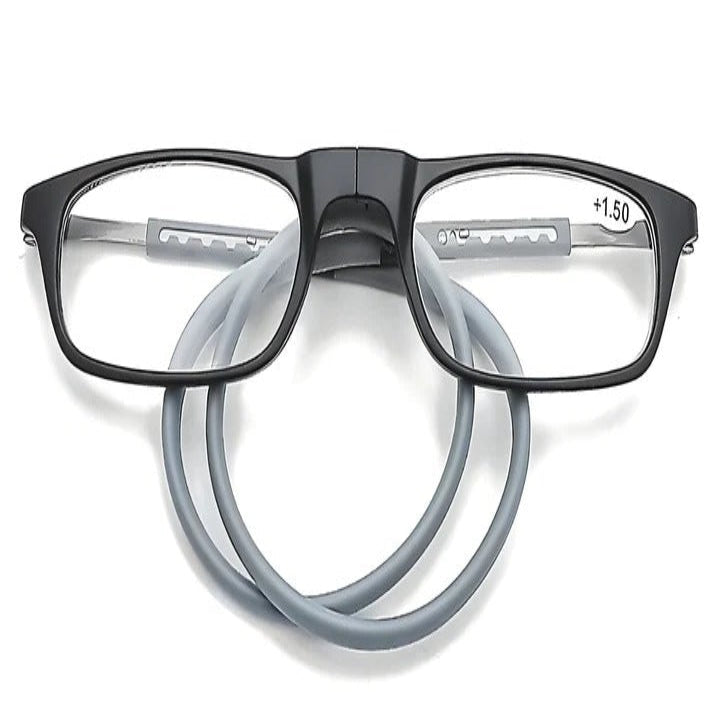 Unisex magnetic neck-hanging reading glasses for convenient daily use. Lightweight, comfortable vision aid for presbyopia.