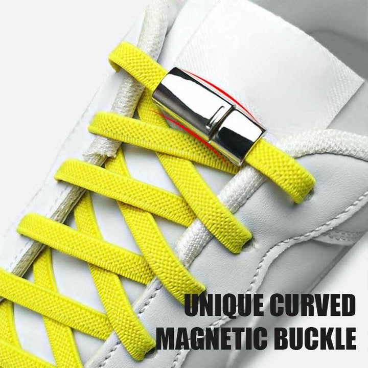Pair of magnetic shoelace clips for kids' shoes, promoting independence and easy wear