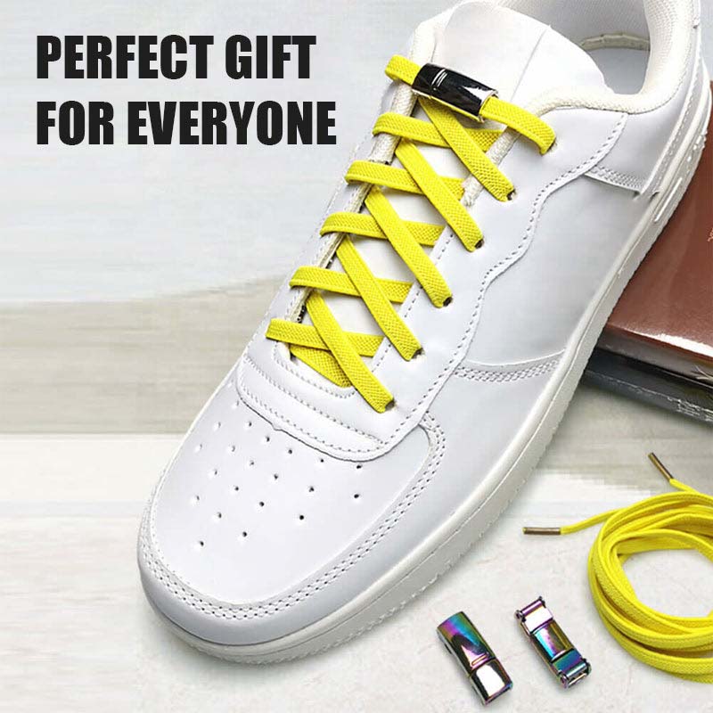 Magnetic shoelace buckles in silver, sleek design for secure and convenient lacing