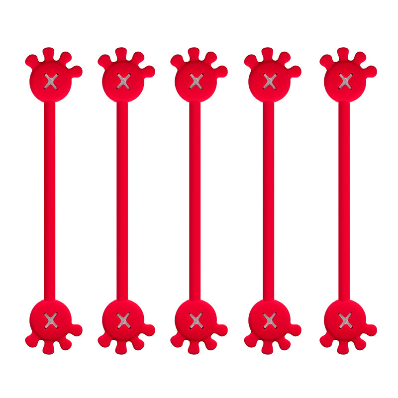 Magnetic silicone cable organizer clip in pink, a vibrant desk accessory for stylish cord management.