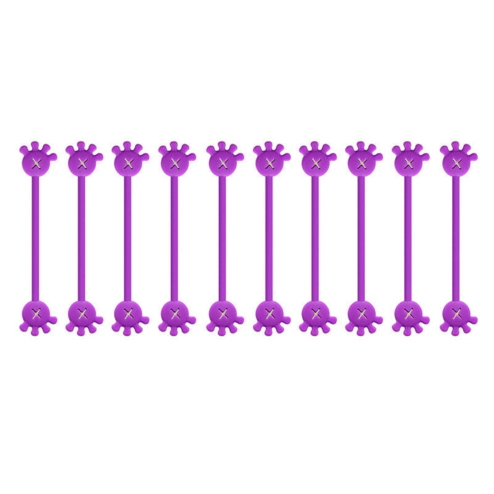 Unisex magnetic silicone cable organizer clip, shown resisting dust due to its smooth silicone material.