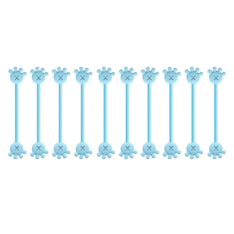 Collection of magnetic silicone cable organizer clips, highlighting their flexibility and durable design.