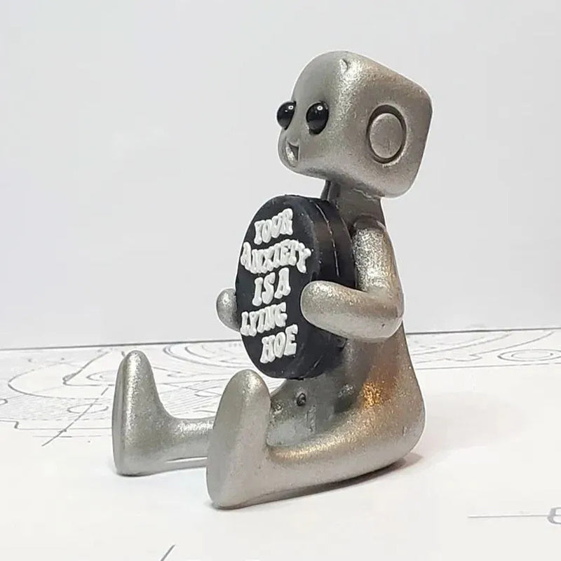 Gift for mental health, a unique robot desk figurine for any office